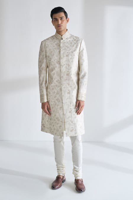 Dhruv Vaish Grometric Embroidered Sherwani Set