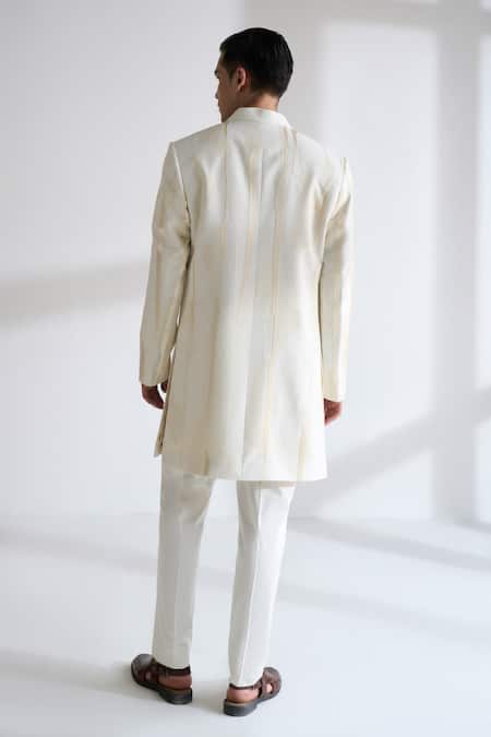 Dhruv Vaish Front Open Zari Embroidered Sherwani Set 