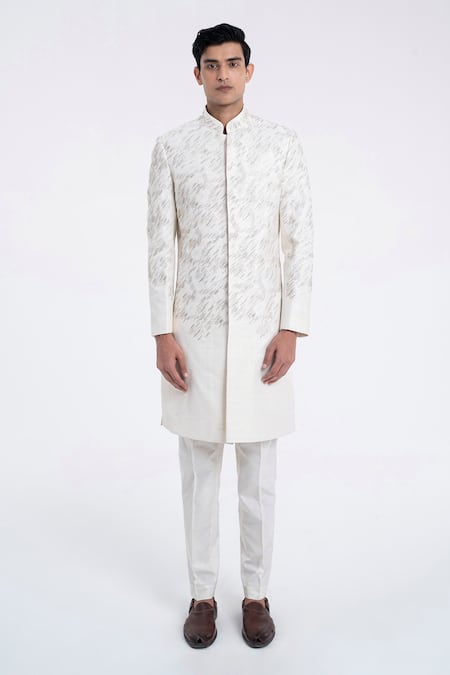 Dhruv Vaish Diagonal Embroidered Sherwani Set 