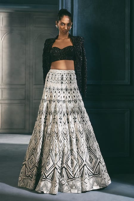 Ritika Mirchandani Raven Embroidered Blazer Lehenga Set 