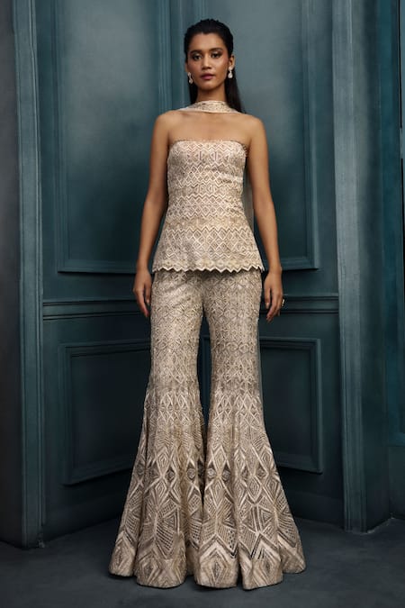 Ritika Mirchandani Echo Embroidered Tube Top Sharara Set 