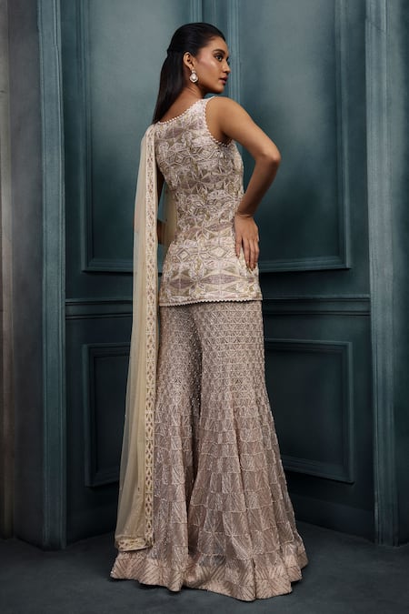 Ritika Mirchandani Crystal Bugle & Thread Embroidered Kurta Sharara Set 