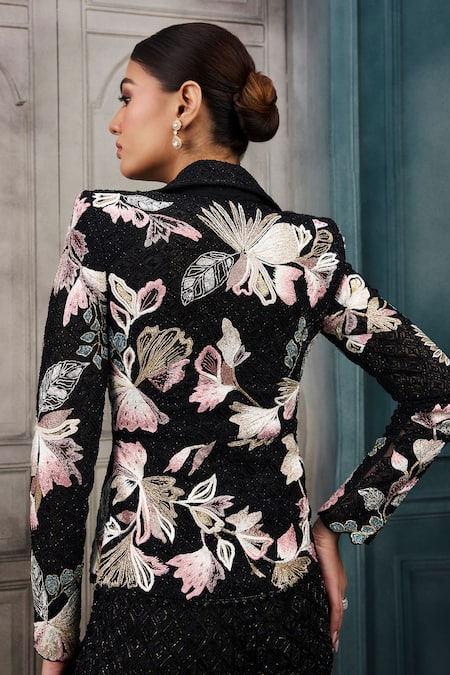 Ritika Mirchandani Eugene Metrix Floral Embroidered Blazer & Sharara Set 