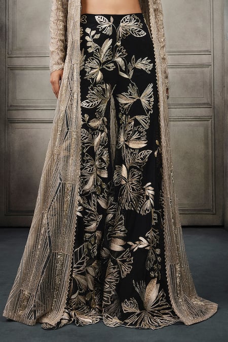 Buy Ritika Mirchandani Gold Net, Crepe, Georgette Crystals, Embroidery Open Margot Jacket Sharara Set Online at Aza Fashions Buy_Ritika Mirchandani_Gold Net, Crepe, Georgette Crystals, Embroidery Open Margot Jacket Sharara Set _Online_at_Aza_Fashions