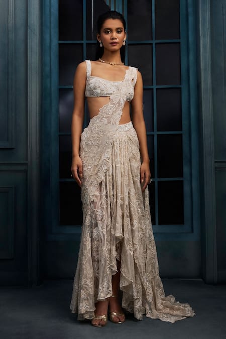 Ritika Mirchandani Constella Pearl Embroidered Lehenga Saree With Blouse 