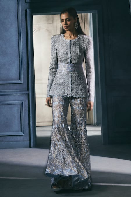 Ritika Mirchandani Dew Metrix Crystal Embroidered Kurta With Sharara 