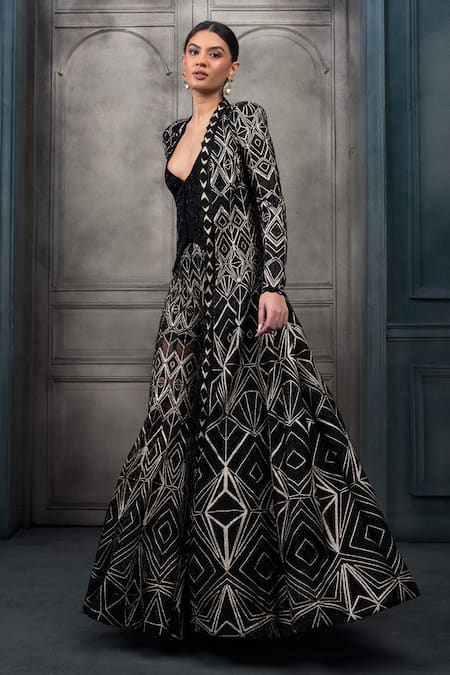 Ritika Mirchandani Bridget Hexagon Embroidered Jacket Sharara Set 
