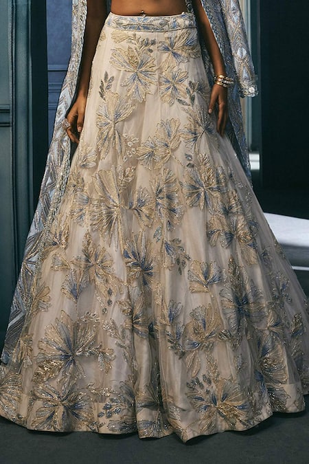 Buy_Ritika Mirchandani_Multi Color Crepe, Georgette, Net Embroidery, Glacial Floral Jacket Lehenga Set _Online_at_Aza_Fashions