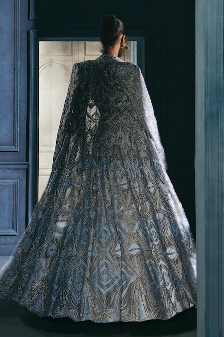 Ritika Mirchandani Glacial Floral Embroidered Jacket Lehenga Set 