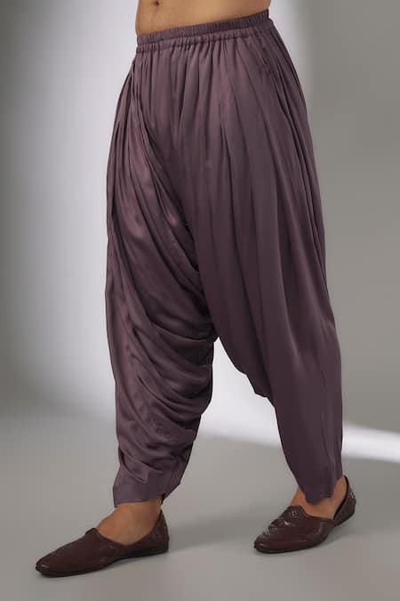 SALIL BHATIA_Purple Silk, Modal, Satin Sequins Chakor Boota Ombre Embellished Kurta Set _Online_at_Aza_Fashions