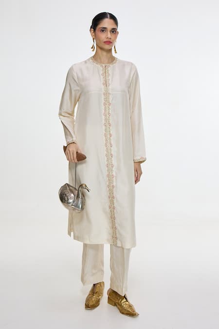 Ekaya Banaras Handwoven Mashroo Silk Kurta & Pant Set 