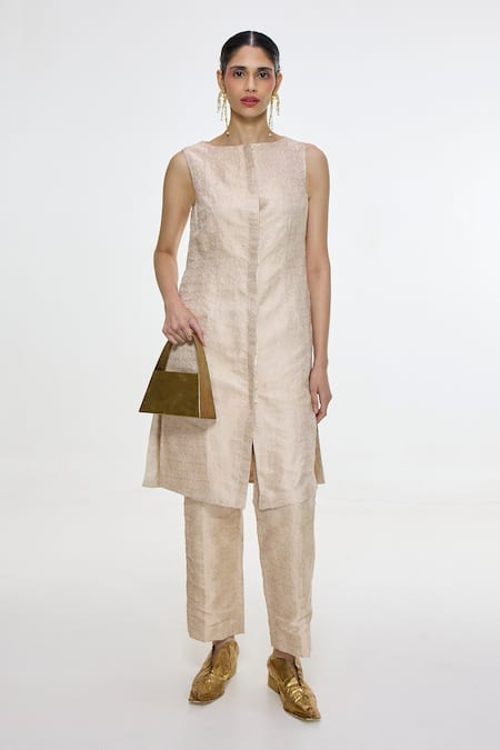 Ekaya Banaras Handwoven Banarasi Tanchoi Jacket & Pant Set 