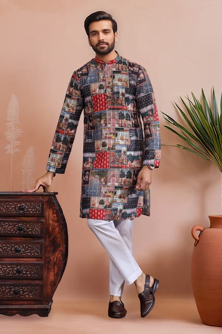 Arihant Rai Sinha Woven Panel Digital Print Kurta & Pant Set 