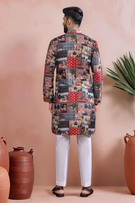 Arihant Rai Sinha Woven Panel Digital Print Kurta & Pant Set 