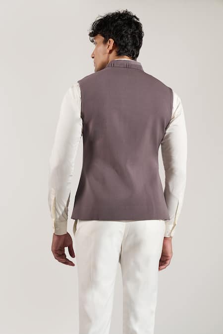 Rng Safawala Pintuck & Metal Button Nehru Jacket 