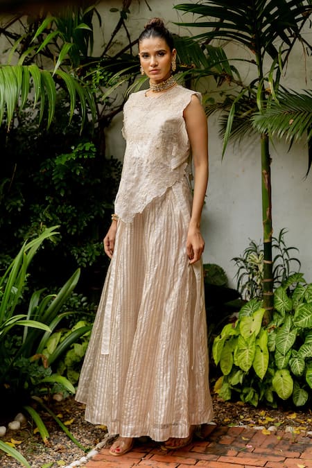 Chambray & CO. Lorena Thread Embroidered Overlay Skirt Set 