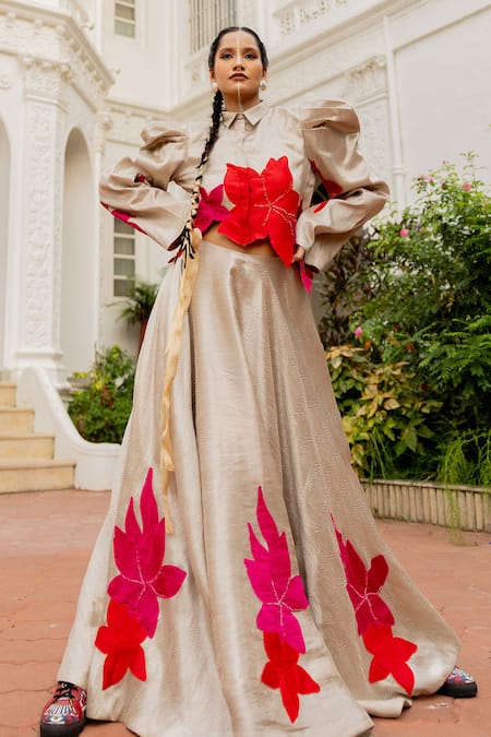 Chambray & CO. Saanvi Floral Pattern Top & Skirt Set 