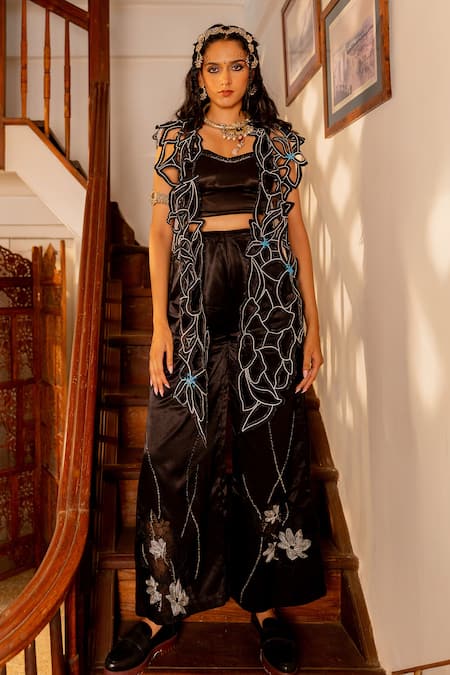 Chambray & CO. Diana Floral Embroidered Jacket Pant Set 