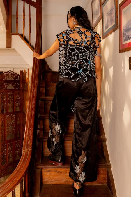 Chambray & CO. Diana Floral Embroidered Jacket Pant Set 