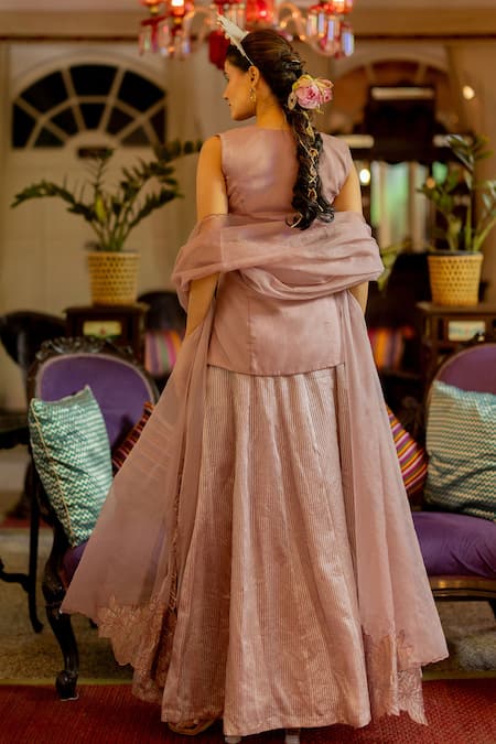 Chambray & CO. Kavya Floral Applique Tunic Skirt Set 