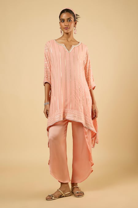 Dori & CO. Sequins Embroidered Kaftan Kurta & Pant Set 