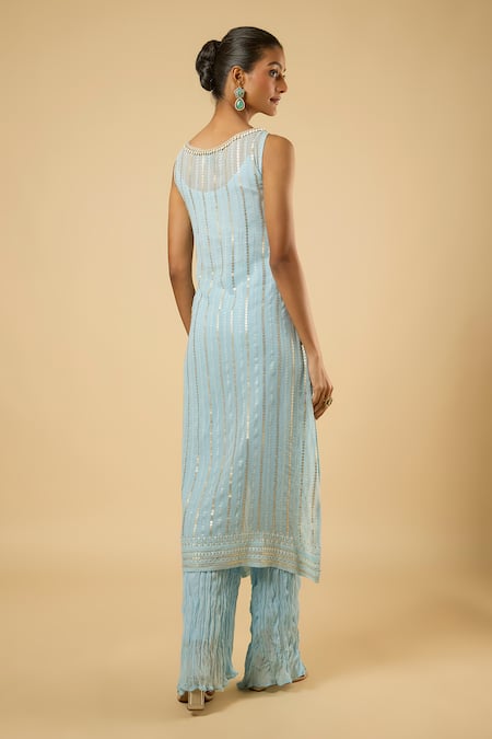 Dori & CO. Striped Sequin Embroidered Kurta Set 