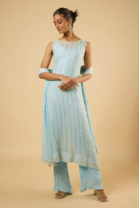 Dori & CO. Striped Sequin Embroidered Kurta Set 