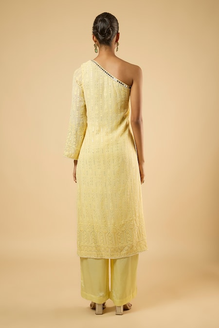 Dori & CO. One Shoulder Embroidered Kurta With Pant 