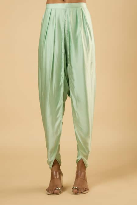 Dori & CO._Mint Georgette, Satin Embroidery, Mirrors, Gota Patti, Kurta And Dhoti Pant Set _Online_at_Aza_Fashions