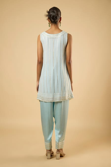 Dori & CO. Sequins & Thread Embroidered Kurta Dhoti Set 