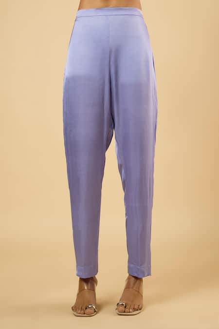 Dori & CO._Lavender Georgette, Satin Mirrors, Embroidery, Sequins, Piping Anarkali Set _Online_at_Aza_Fashions