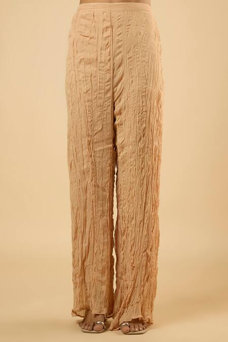 Dori & CO._Brown Georgette, Cotton Embroidery, Mirrors Round Neck Kurta Set _Online_at_Aza_Fashions