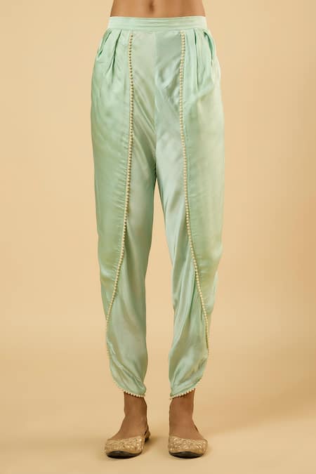 Buy_Dori & CO._Mint Georgette, Satin Sequins, Mirrors, Embroidery, Pearls Round Anarkali Set _Online_at_Aza_Fashions