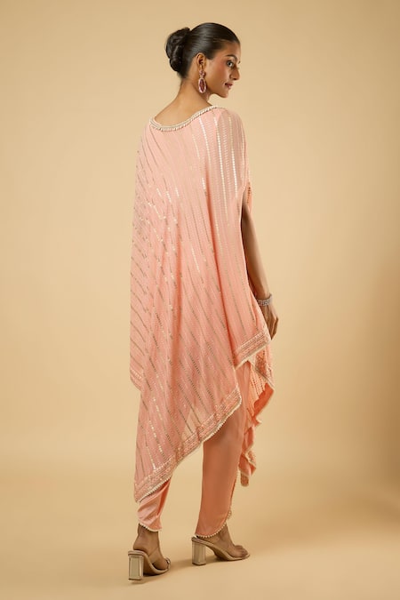 Dori & CO. Sequins Striped Kaftan & Dhoti Pant Set 