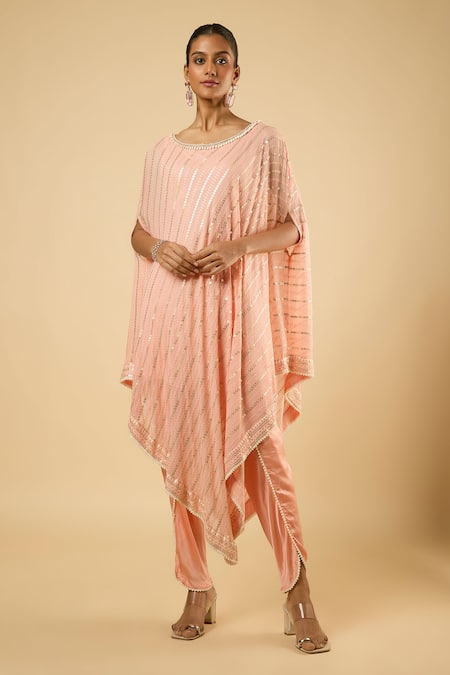 Dori & CO. Sequins Striped Kaftan & Dhoti Pant Set 
