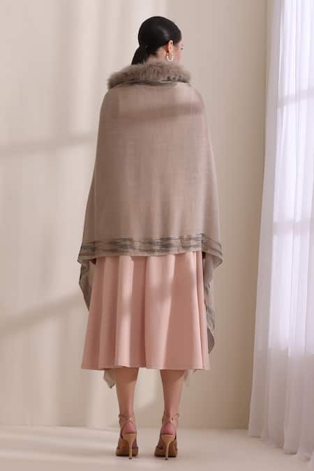 Dusala Evelyn Fur Zig Zag Bordered Stole