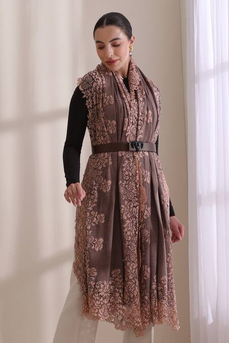 Dusala Lily Floral Lace Embellished Stole 