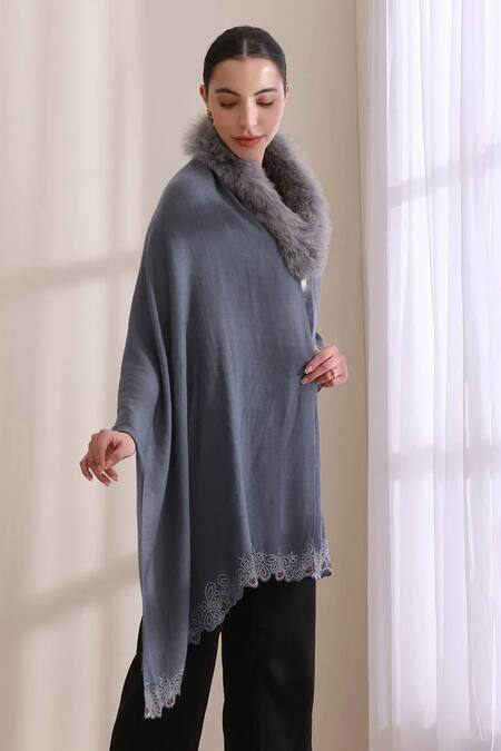 Buy_Dusala_Blue Naira Butterfly Bordered Stole _Online_at_Aza_Fashions