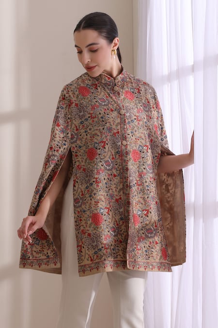 Dusala Gulab Embroidered Cape 