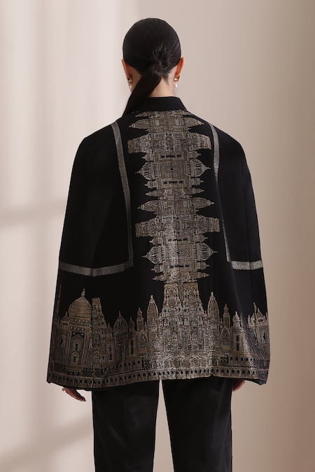 Dusala Taj Cashmere Fine Wool Silk Zari Cape 