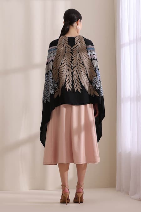Dusala Birdie Feather Embroidered Cape 