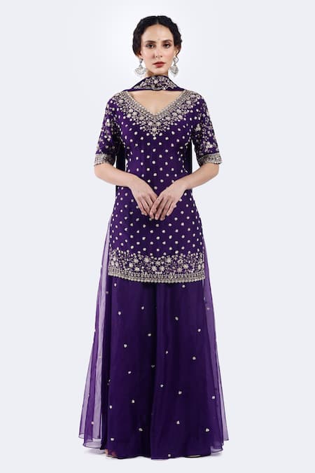 Onaya Cutdana & Sequence Embroidered Kurta Sharara Set 