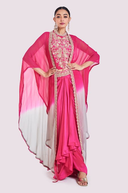 Onaya Zardosi Embroidered Cape Skirt Set 