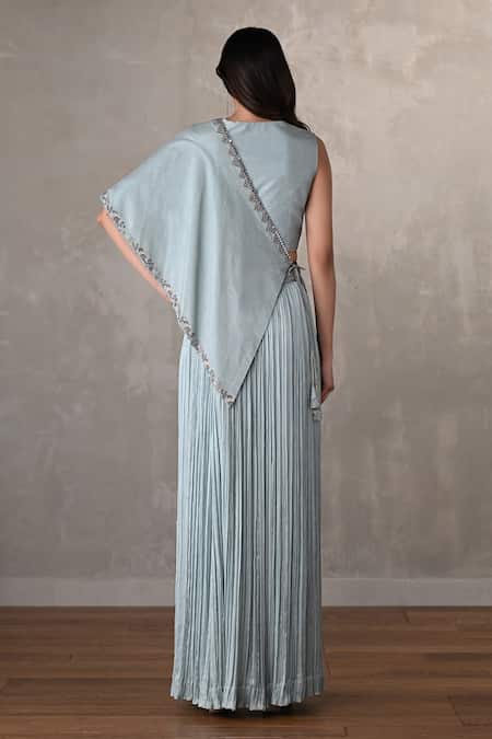 Onaya Floral Embroidered Cape & Pant Set 