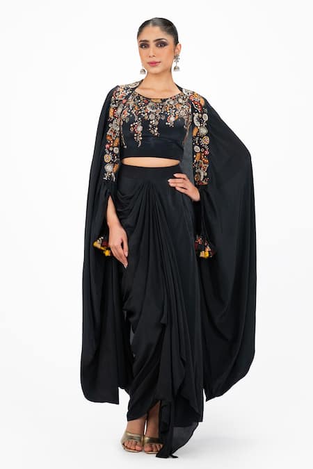 Onaya Cutdana Embroidered Cape Skirt Set 