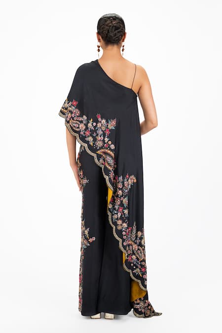 Onaya Floral Sequence Embroidered Cape & Pant Set 