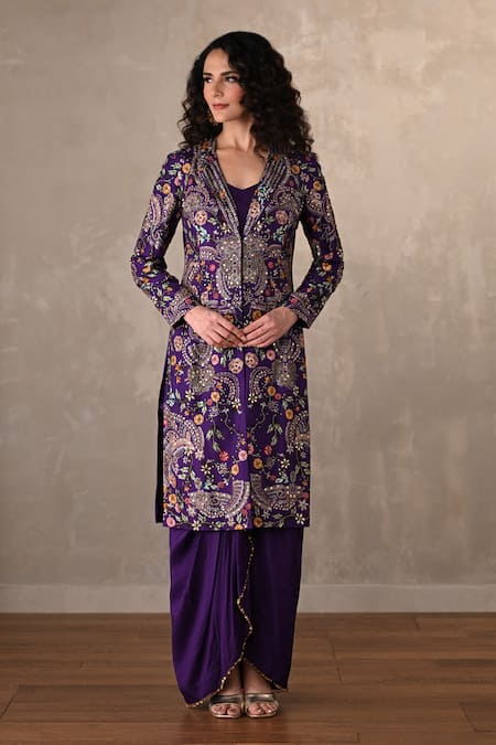 Onaya Hand Embroidered Paisley Jacket & Skirt Set 