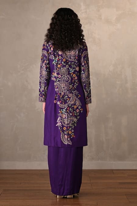 Onaya Hand Embroidered Paisley Jacket & Skirt Set 