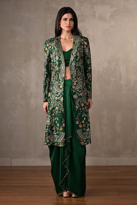 Onaya Hand Embroidered Paisley Jacket & Skirt Set 