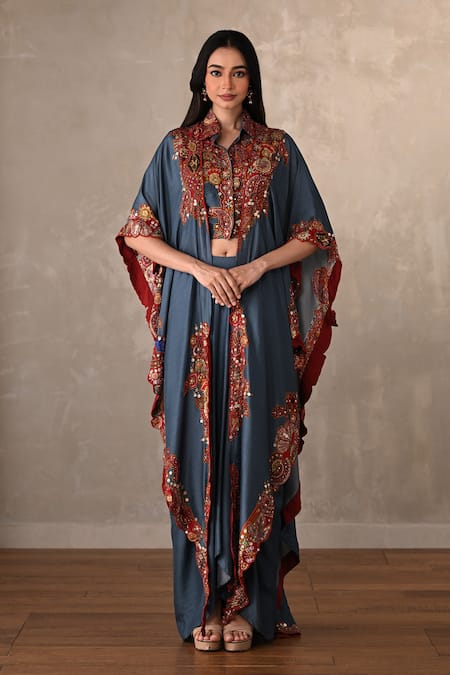 Onaya Embellished Jacket Cape & Skirt Set 